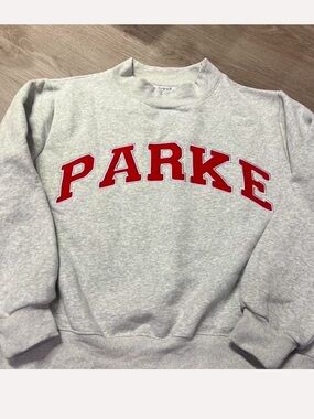Parke Grey Crewneck Sweatshirt with Red Lettering